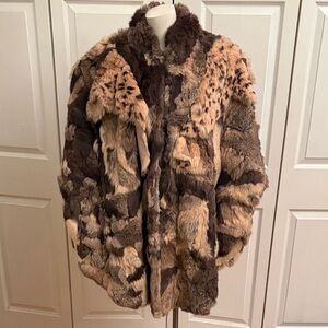 Vintage Women’s Patchwork Rabbit Fur Cape- Brown Multi